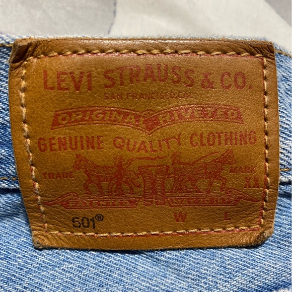 Levi’s 501 High Waist Distressed Ripped Button-fly Jean Denim Shorts Size 27 - Picture 12 of 15